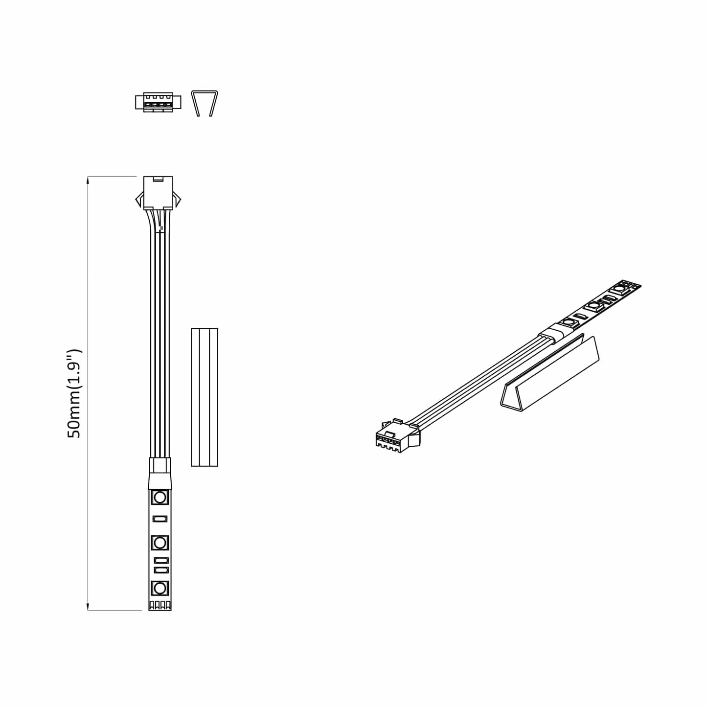 LED Streifen 2 pcs Schwarz und Weiß 1745 mm