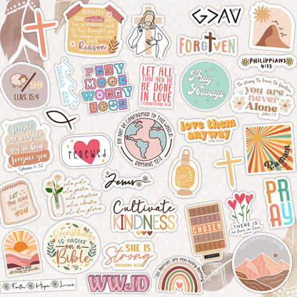 Puraesla 123 PCS Christian Bible Verse Stickers - Scripture Inspiring Journaling & Religious Study Decals for Water Bottles, Laptops, Notebooks - Vinyl Waterproof