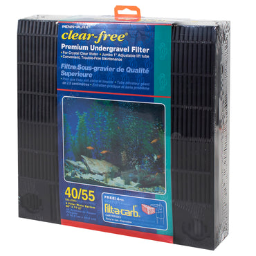 Penn-Plax Undergravel Aquarium Filter for 40-55 Gallon Tanks - Four 11.25” x 11.25” Plates - Under Gravel System for Clear, Clean Water - Safe for Freshwater and Saltwater Tanks (CFU55)