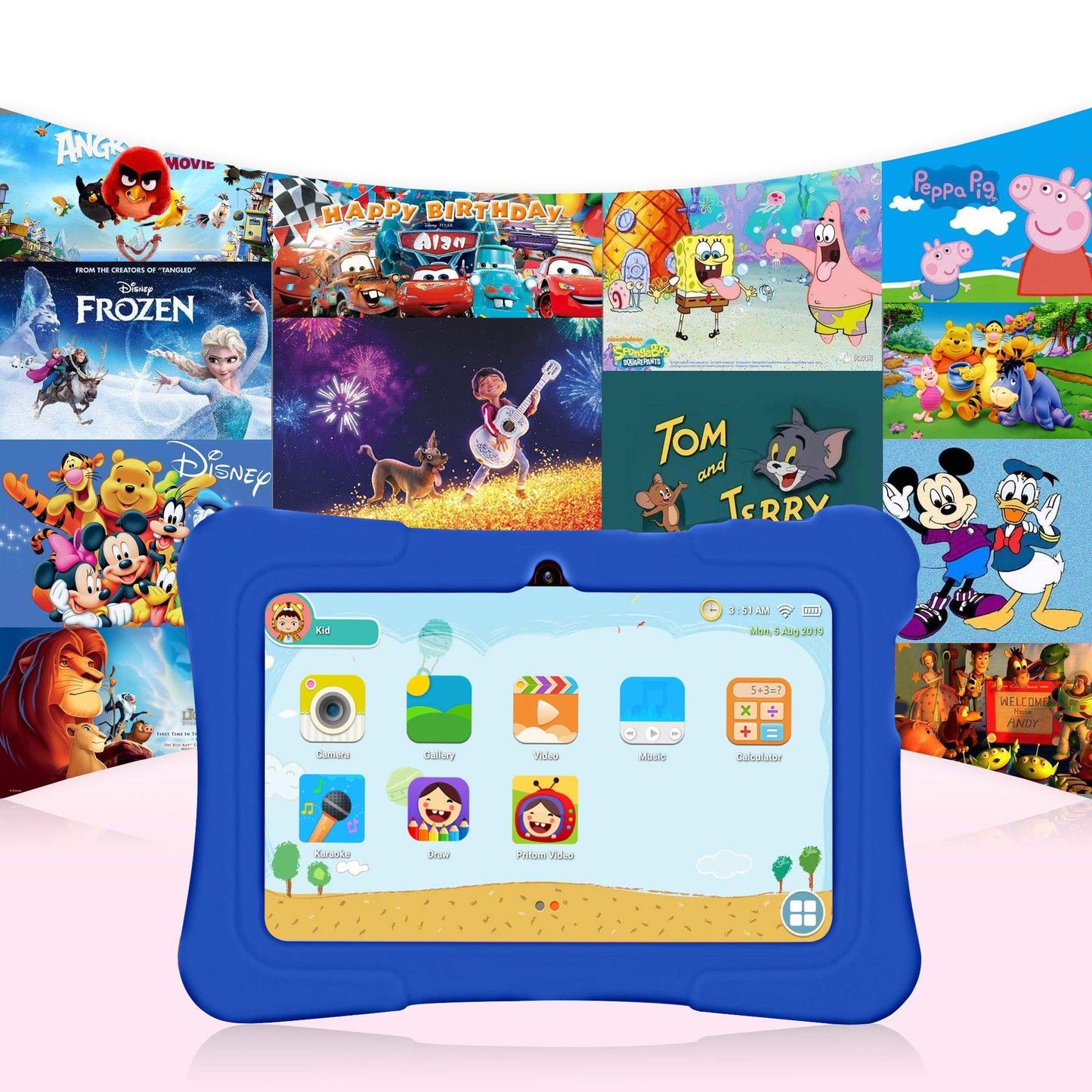 PRITOM 7-Zoll-Kindertablet mit Hülle, Quad-Core-Tablet, Android 13, 32 GB ROM, WLAN, Bluetooth, Dual-Kamera, Lern-Apps, Spiele, Kindersicherung, vorinstallierte Kindersoftware