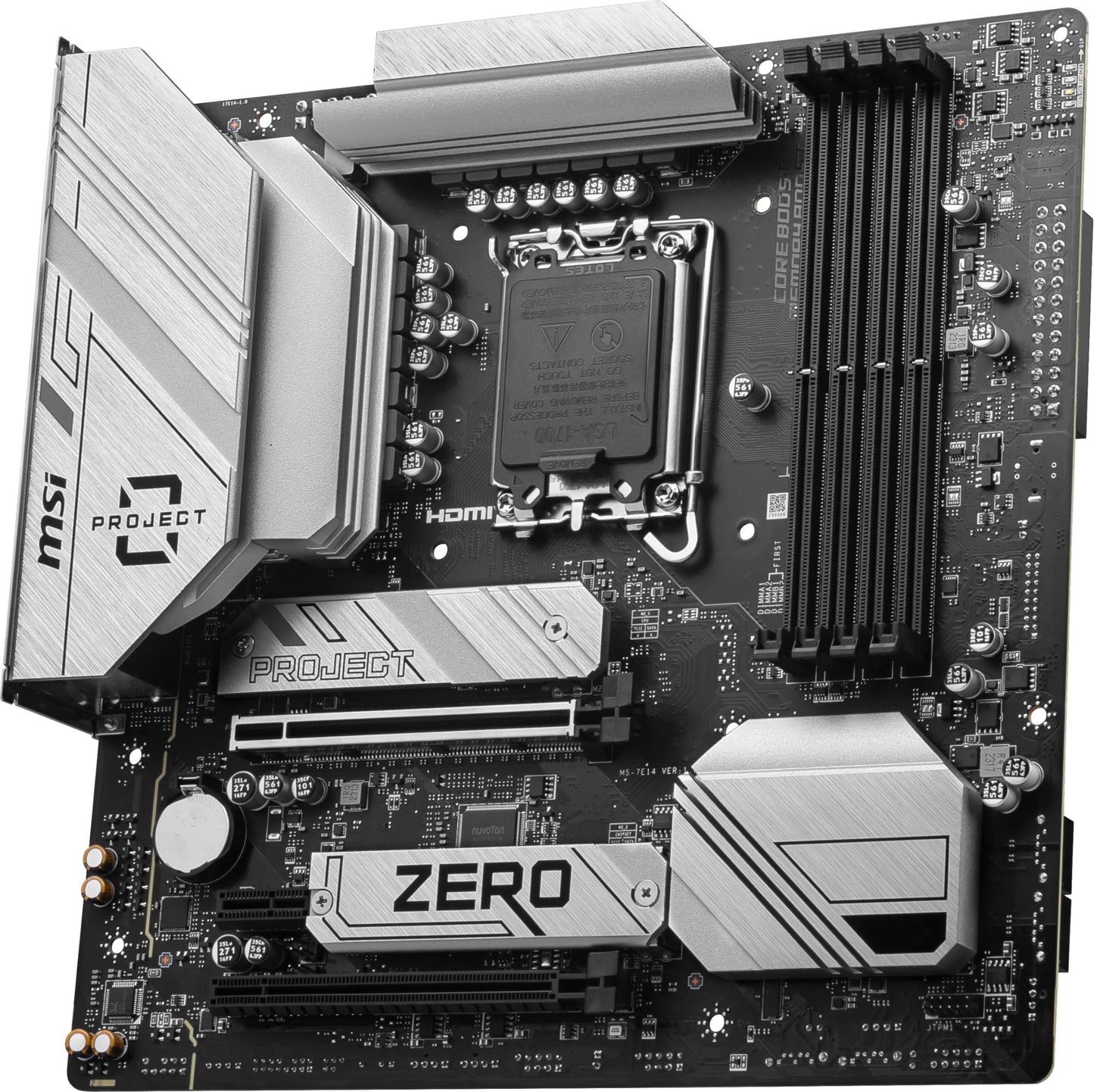 MSI B760M Project Zero Gaming Motherboard (Support 14th/13th/12th Gen Intel Processors, LGA 1700, DDR5, PCIe 5.0, M.2 Slots, 2.5Gbps LAN, USB 3.2 Gen2, HDMI/DP, Wi-Fi 6E, Bluetooth 5.3, mATX)