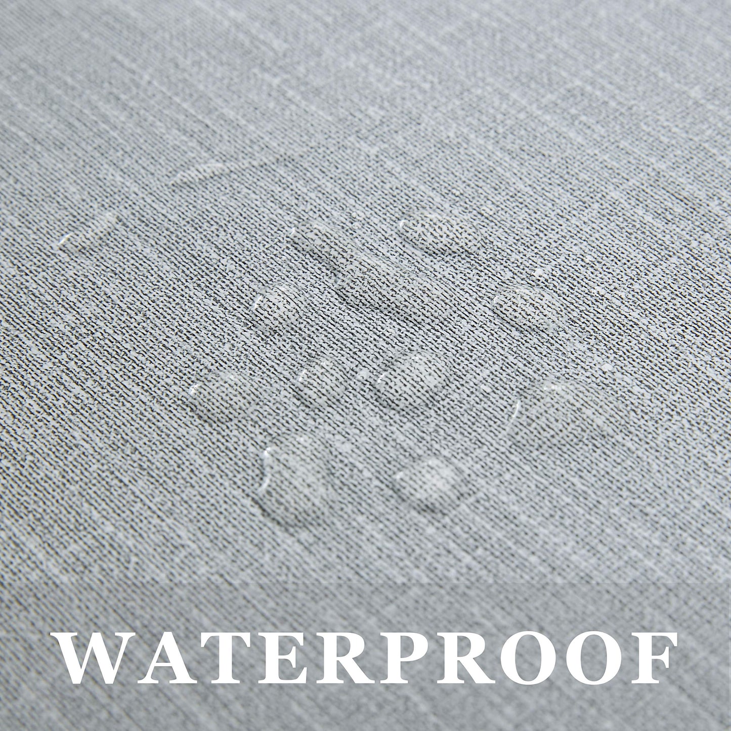 NLMUVW Round Vinyl Tablecloth with Elastic Edge Flannel Backing, Fitted PVC Table Cloth Waterproof Wipe Clean Table Cover for Picnic Party Outdoor, Light Grey, 40"- 44"