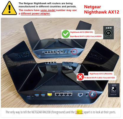 T-Power 19V Charger for Netgear Nighthawk X4 X6 X6S X8 X10 AX8 AX12 AD7200 R9000 AC5300 AX6000 RAX120 Tri-Band Quad-Stream Wi-Fi Router R8500 Power Supply