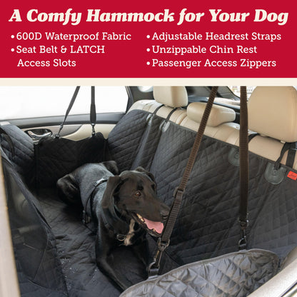 Lusso Gear Dog Car Seat Cover - Waterproof Non-Slip Car Back Seat Protector - Rear Car Seat Cover for Dogs - Universal Fit for Sedans Trucks SUVs - Scratchproof Backseat Car Cover - Machine Washable