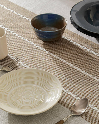 ZeeMart Contrast Linen Table Cloth Rectangle Table Cloths 52x70 Inch Brown, Farmhouse Style Heavy Weight Beige Tablecloth, Water Resistant Burlap Tablecloths