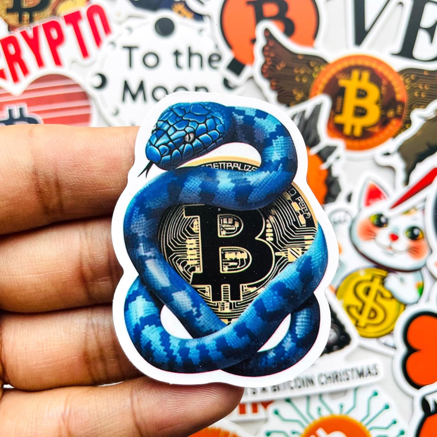 50-Piece Bitcoin Crypto Sticker Pack – Cryptocurrency Decal for Laptop, Water Bottle, Phone, Journal – Waterproof Vinyl, Aesthetic Space Miner, Gift for Traders & Investors