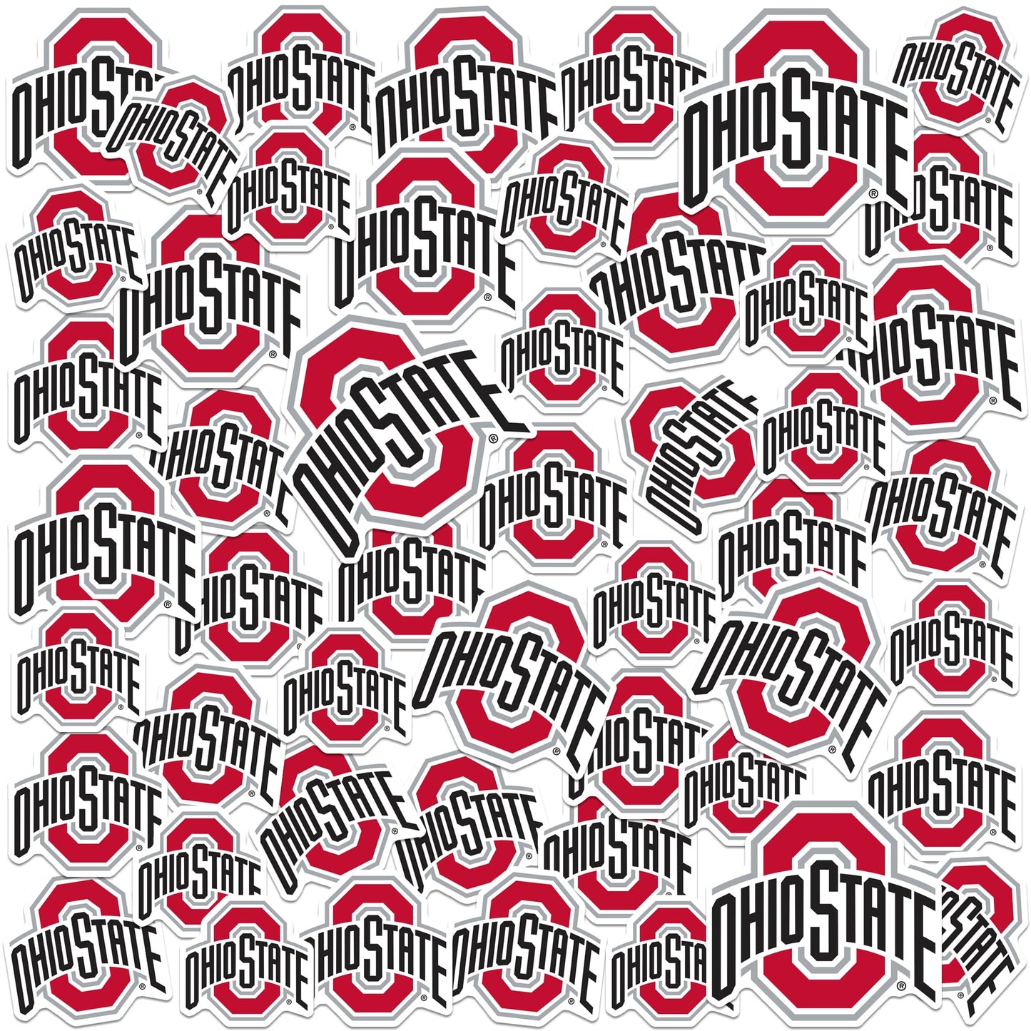 The Ohio State University Primary Logo 50ct Vinyl Large Deluxe Stickers Variety Pack - Laptop, Water Bottle, Scrapbooking, Tablet, Skateboard, Indoor/Outdoor