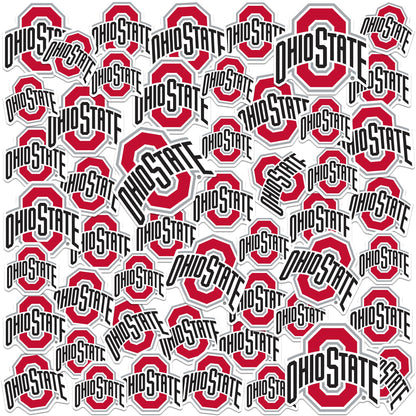 The Ohio State University Primary Logo 50ct Vinyl Large Deluxe Stickers Variety Pack - Laptop, Water Bottle, Scrapbooking, Tablet, Skateboard, Indoor/Outdoor
