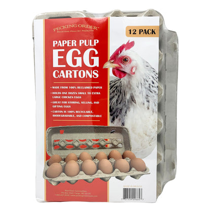 Pecking Order Paper Pulp Egg Cartons - 12 Pack Grey