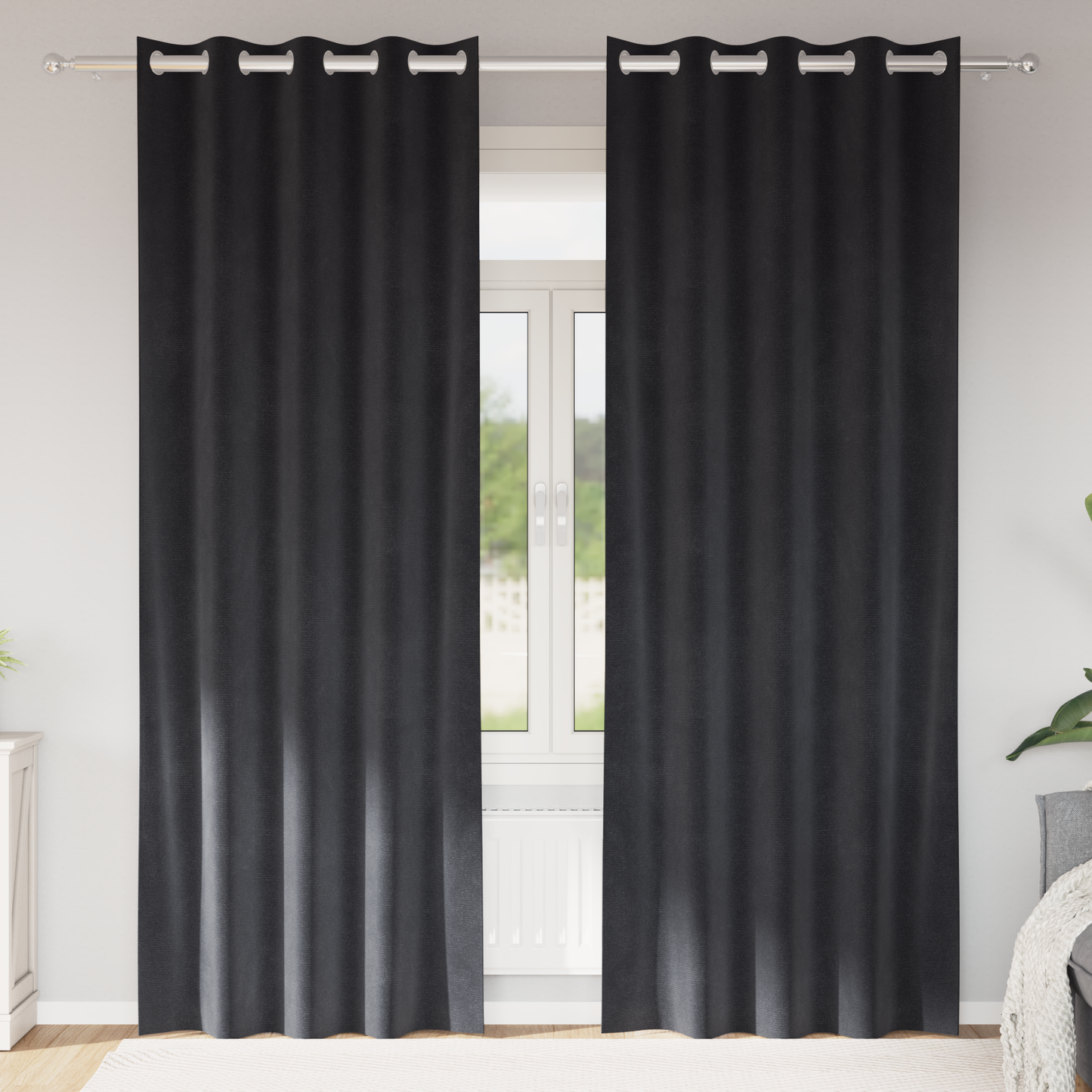 Verdunkelungsvorhänge 2 pcs Dunkelgrau 140 x 245 cm Samt